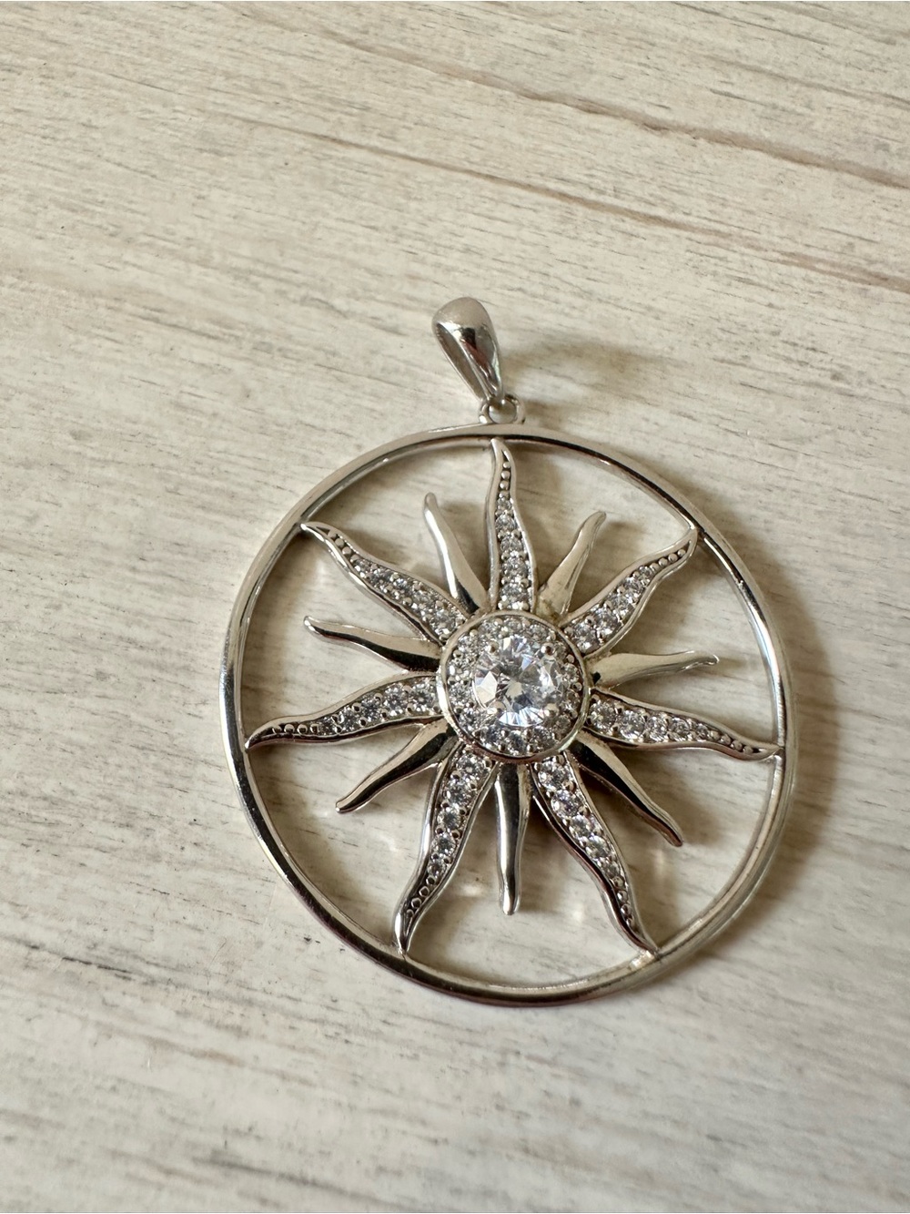 Sterling Silver Sunburst Crystal Pendant - From Mexico